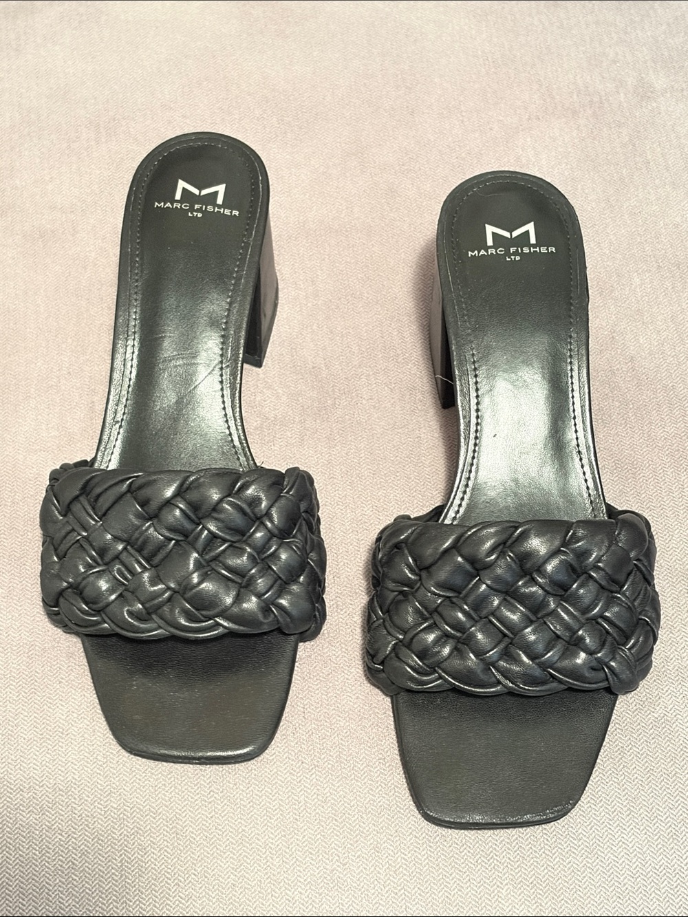 Marc Fisher Black Braided Slide Sandal